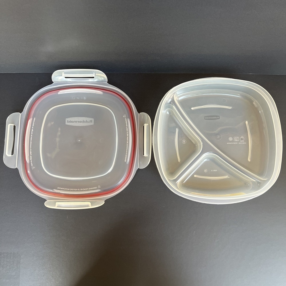 VTG Rubbermaid Lock-its Locking Lid Divided Food Prep Container Tray Plate